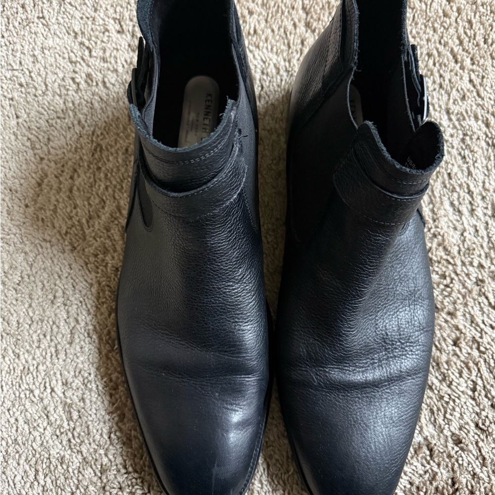 Kenneth Cole Black Leather Ankle Boots